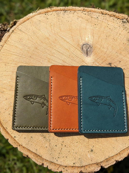 Salmon design leather card wallet - J Boult Designs