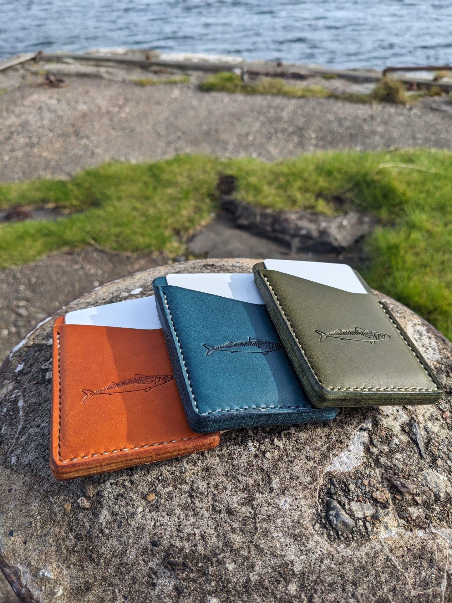 Mackerel design leather card wallet - J Boult Designs