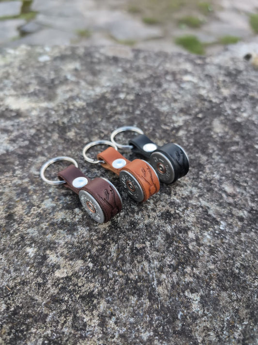 Shotgun Cartridge Key Ring With Leather Strap - J Boult Designs