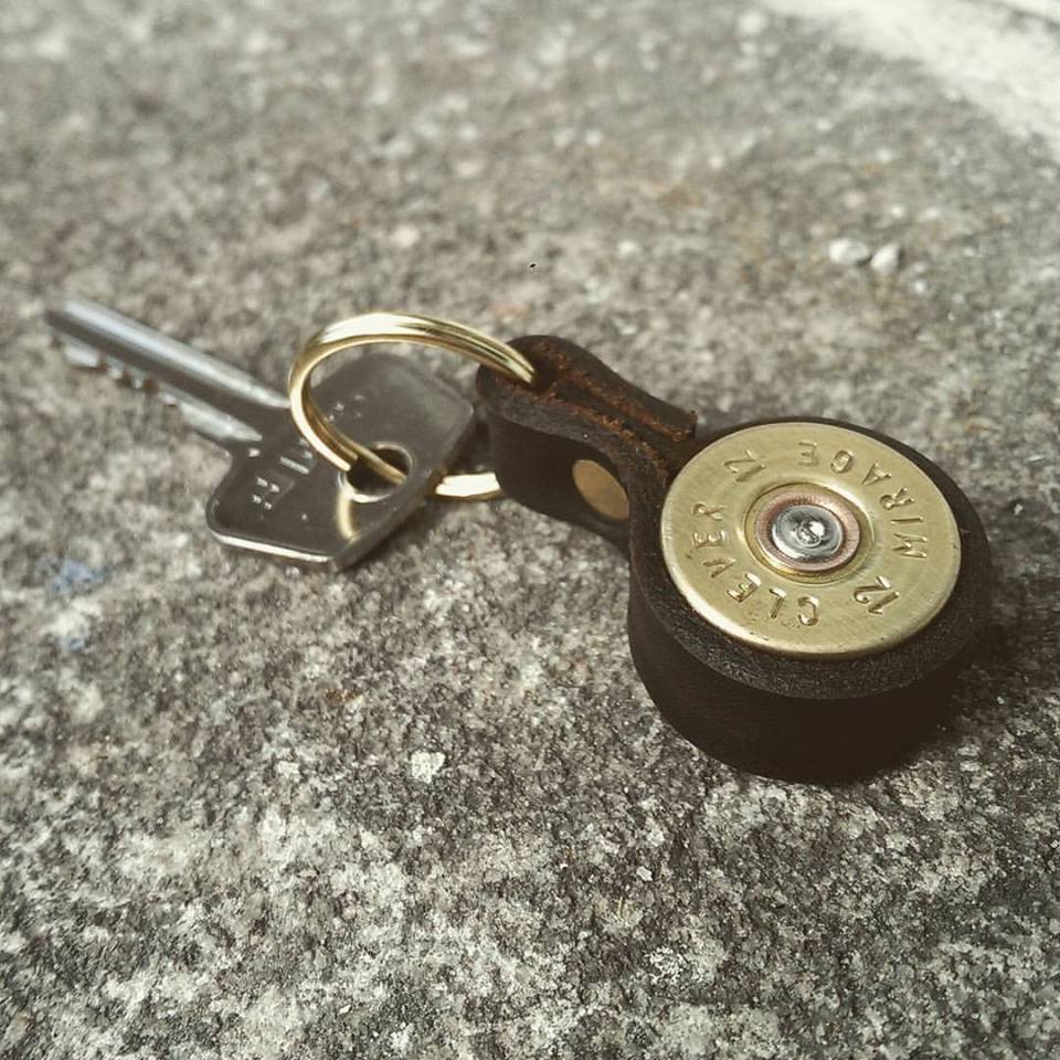 Shotgun Cartridge Key Ring With Leather Strap - J Boult Designs