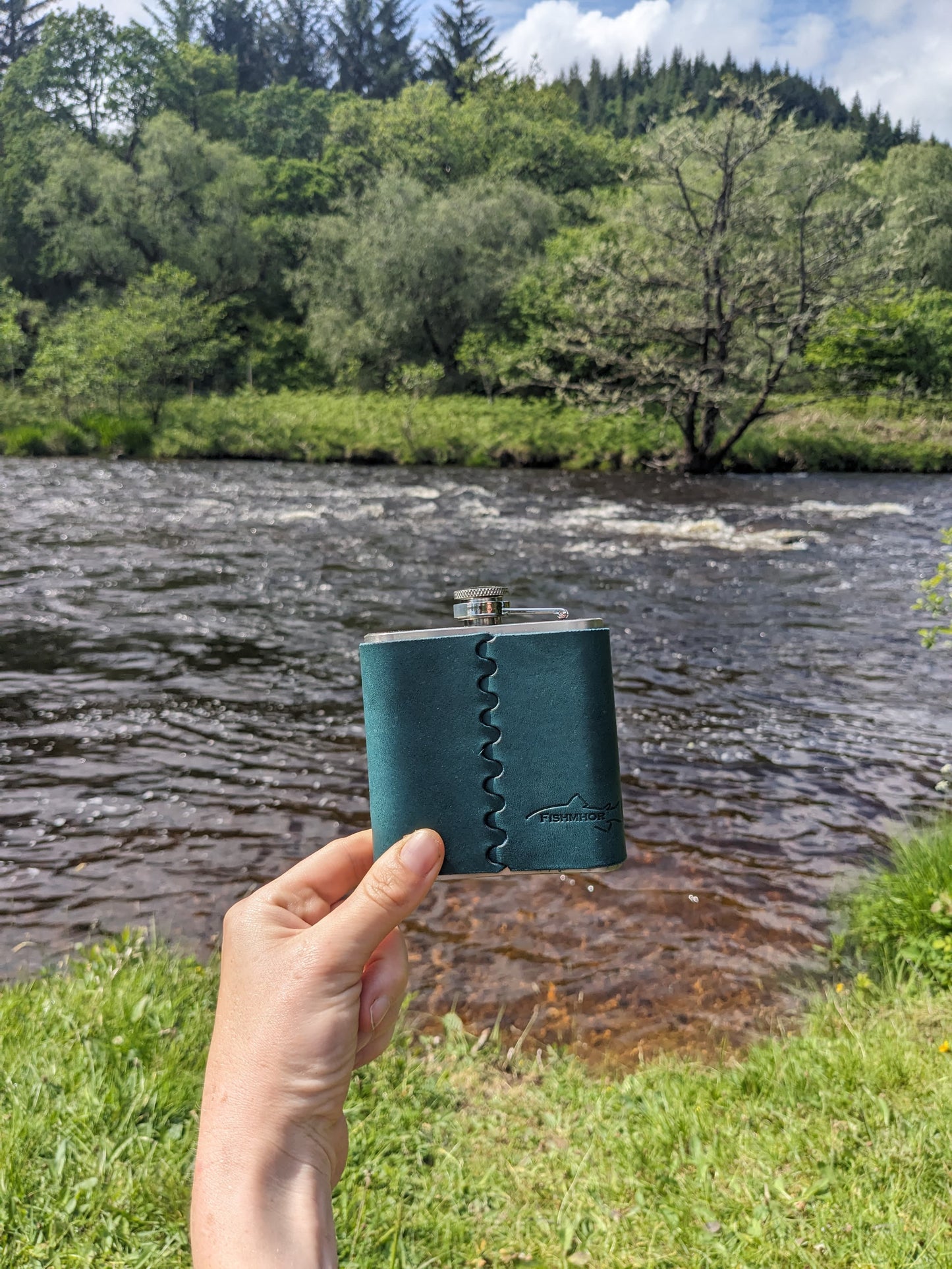 Salmon design hip flask