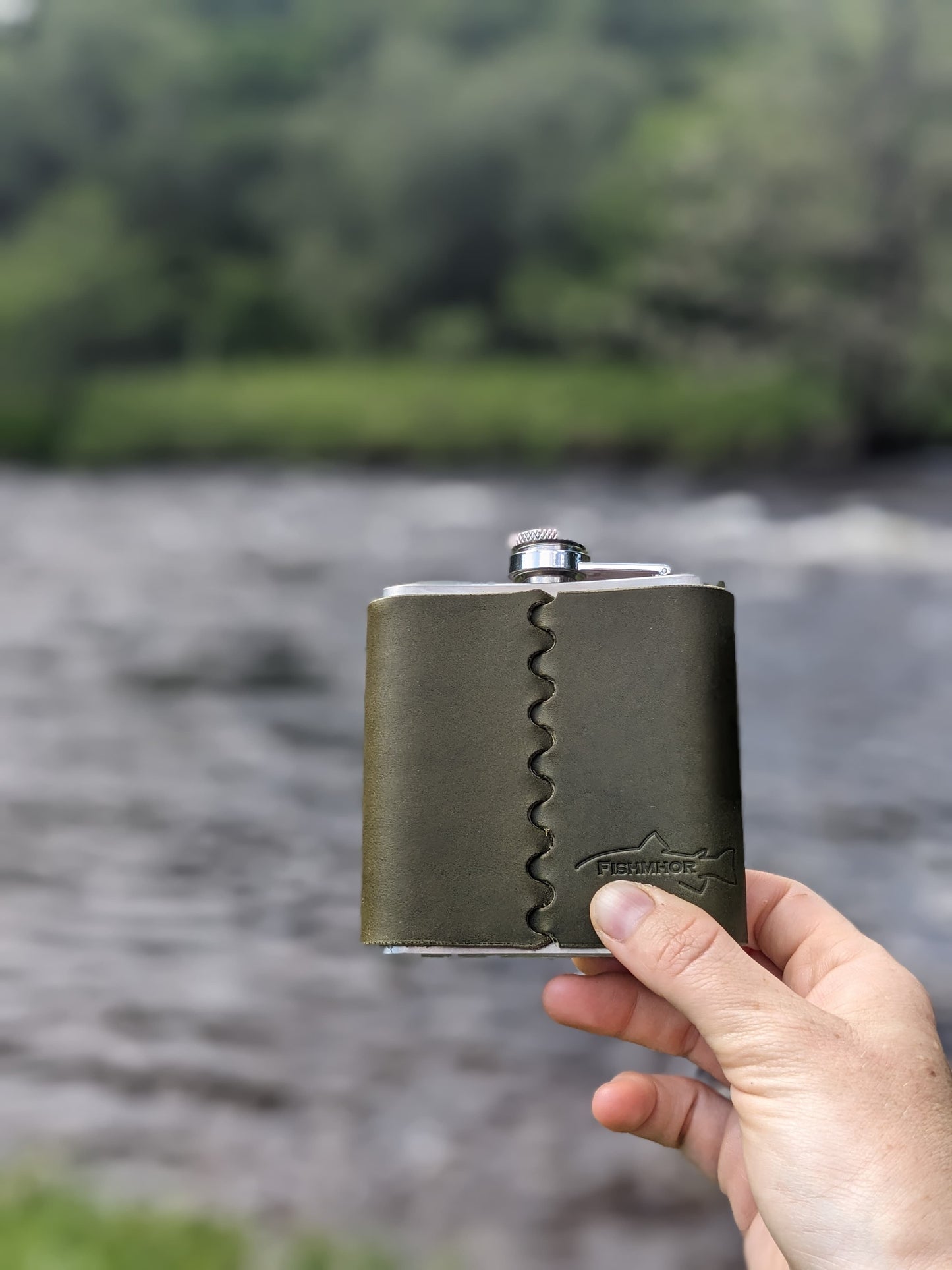Salmon design hip flask