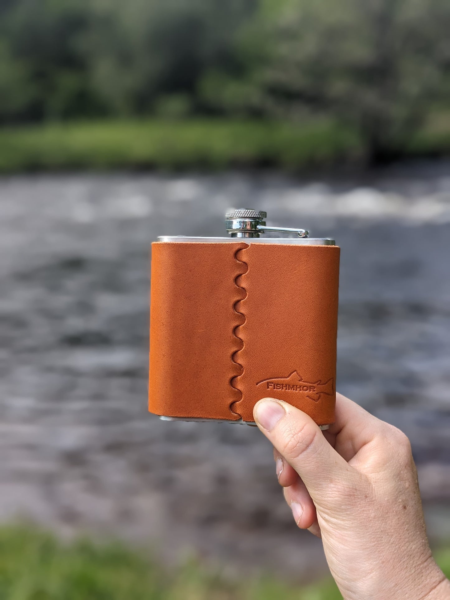 Salmon design hip flask