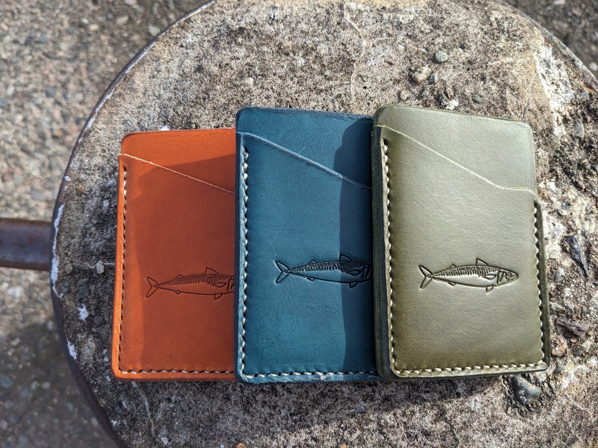 Mackerel design leather card wallet - J Boult Designs