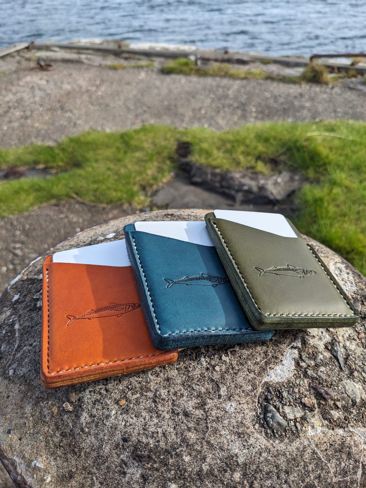 Mackerel design leather card wallet - J Boult Designs