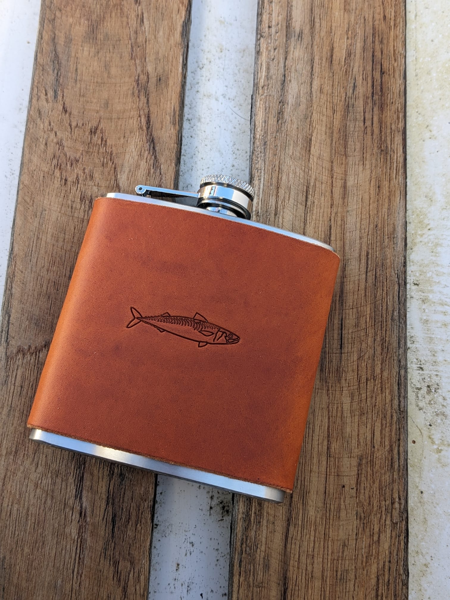 Mackerel design hip flask - J Boult Designs