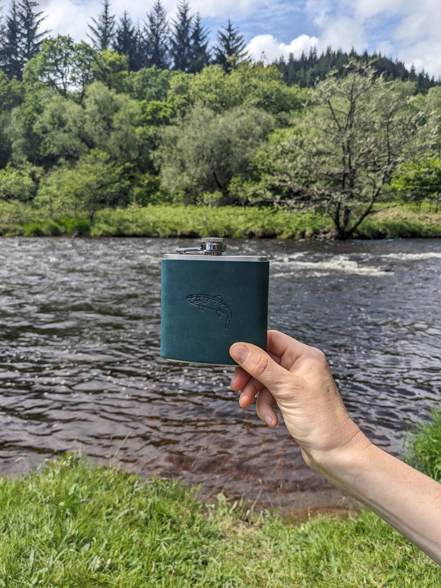 Salmon design hip flask