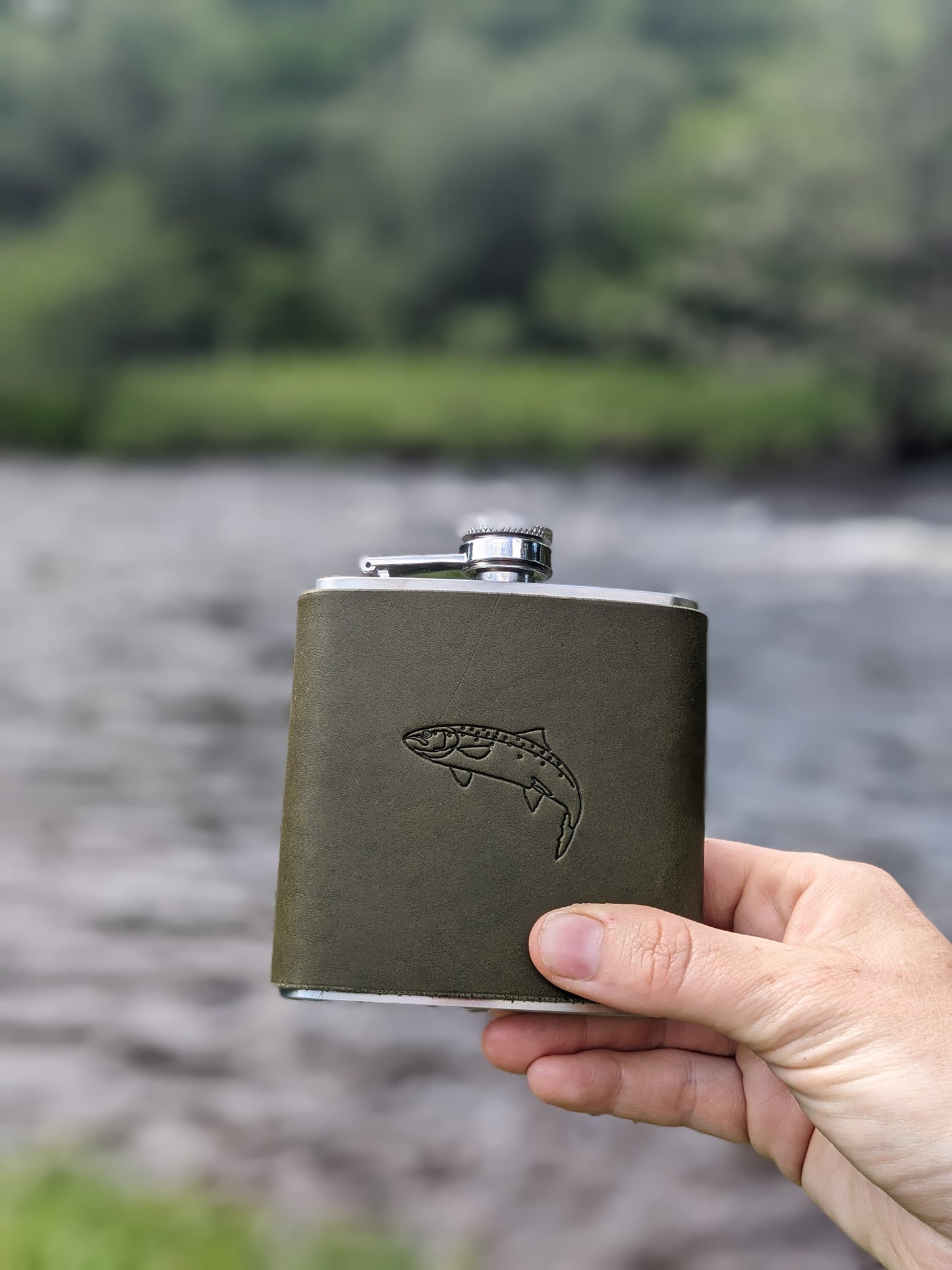 Salmon design hip flask