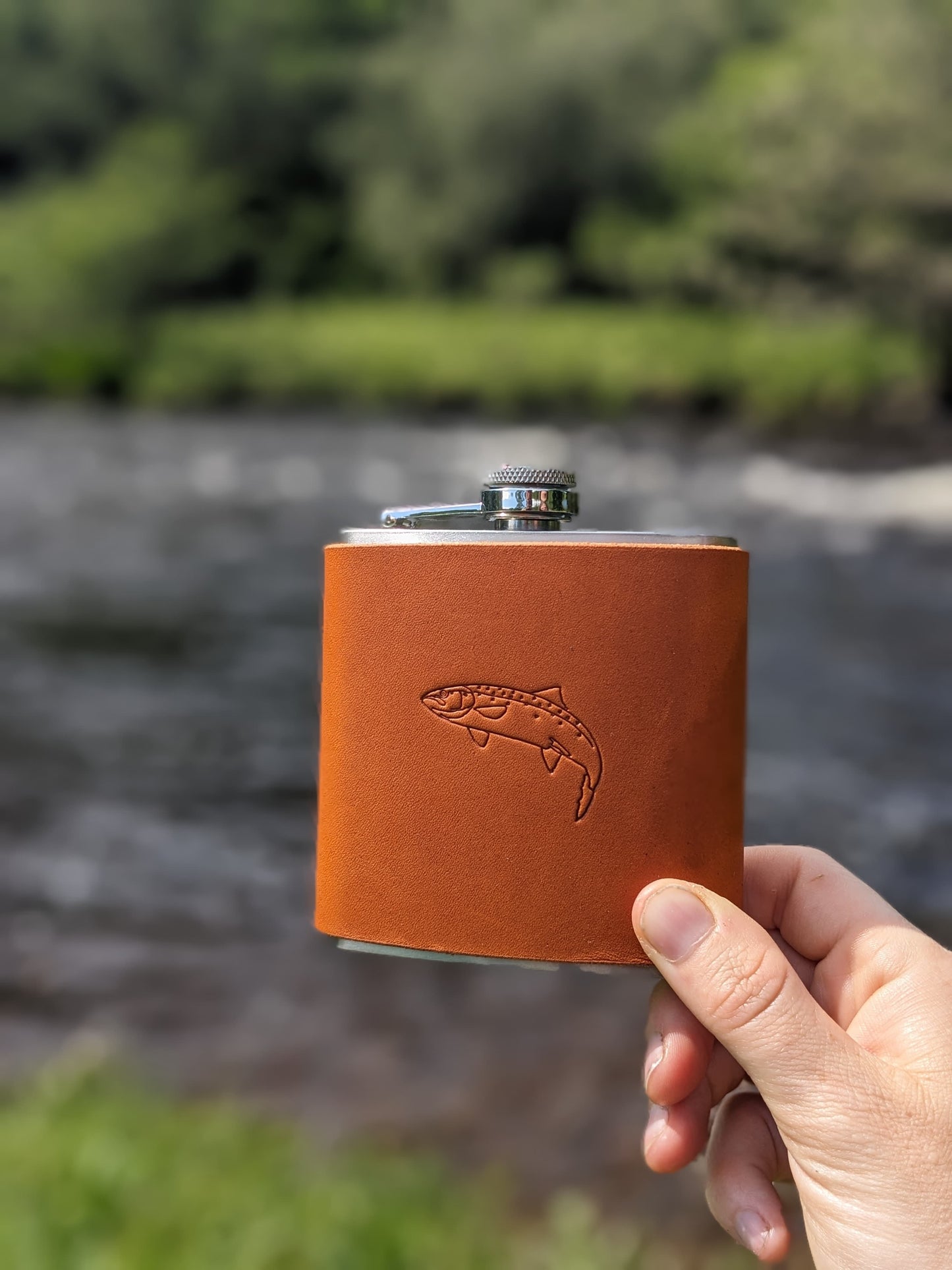 Salmon design hip flask