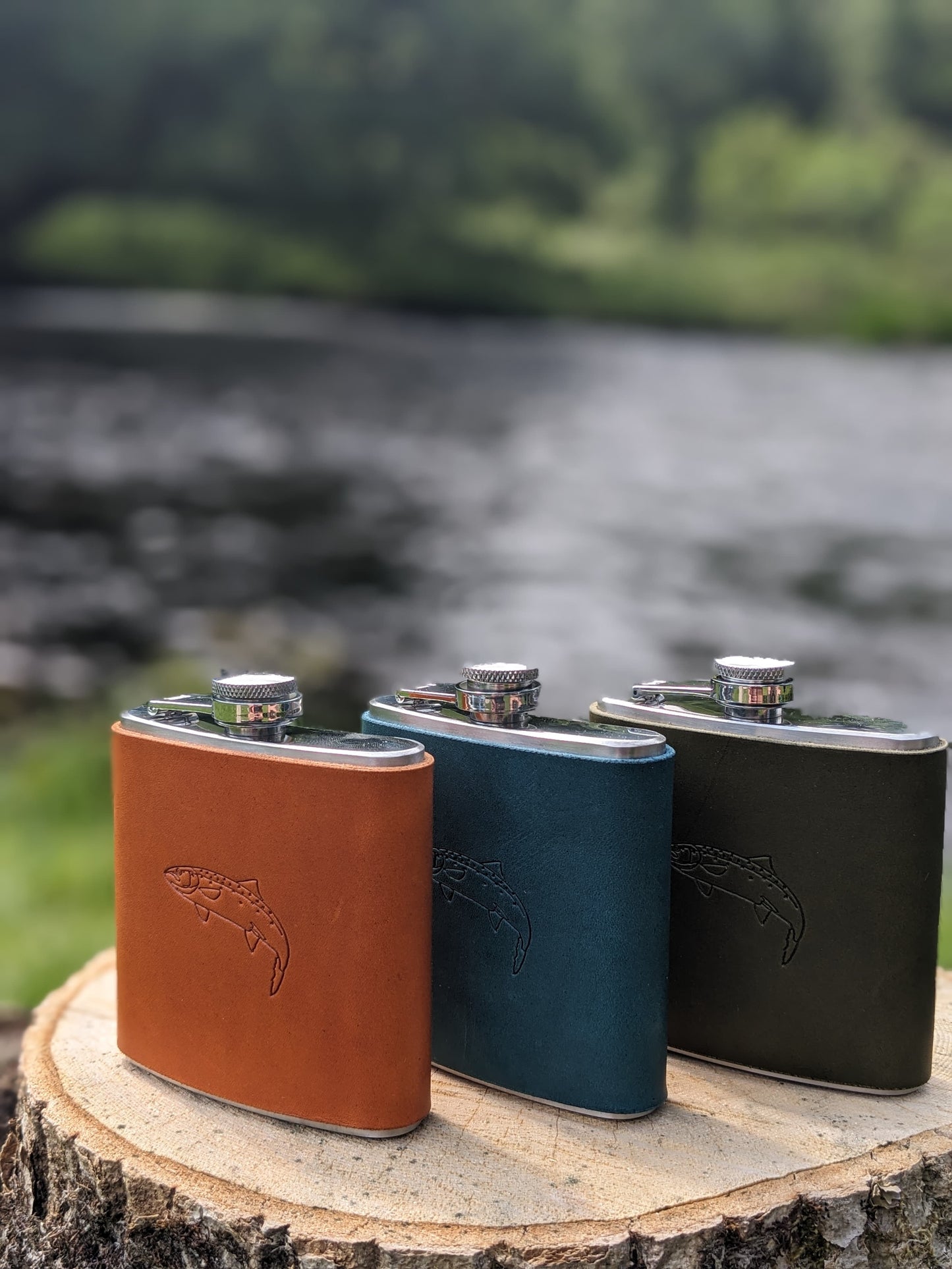 Salmon design hip flask