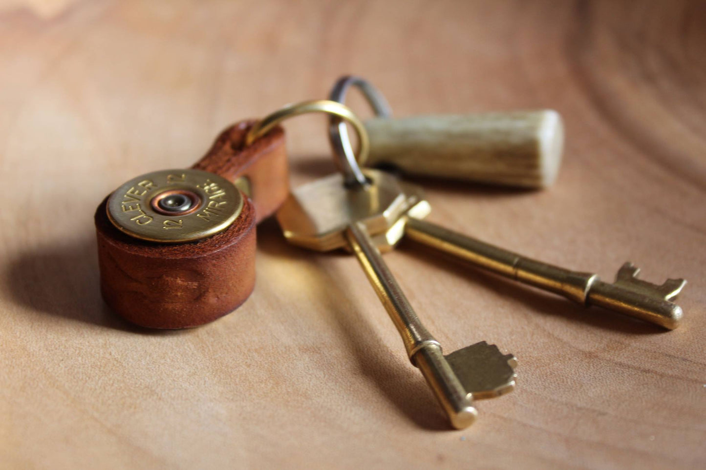 Shotgun Cartridge Key Ring With Leather Strap - J Boult Designs