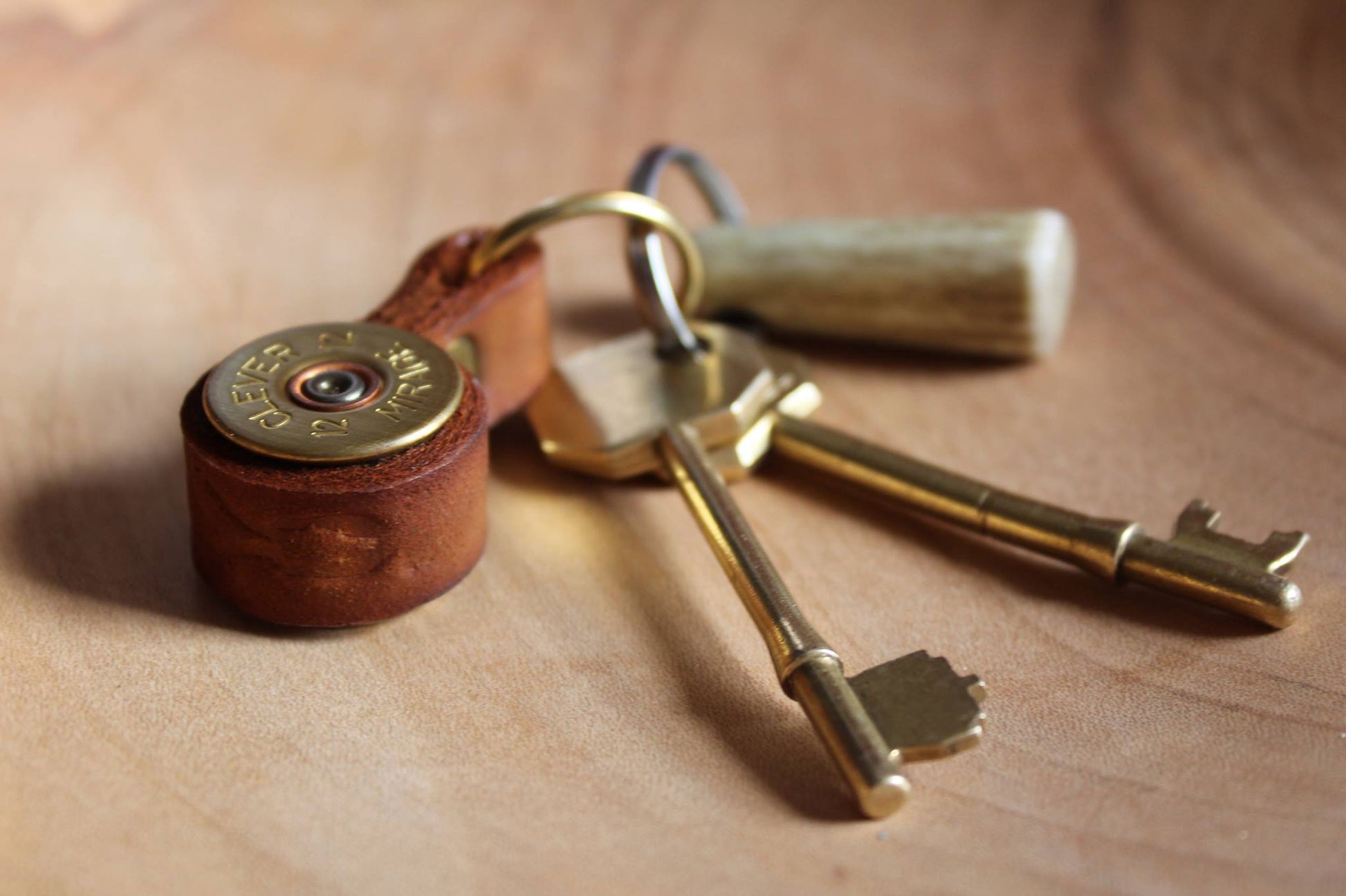 Shotgun Cartridge Key Ring With Leather Strap - J Boult Designs
